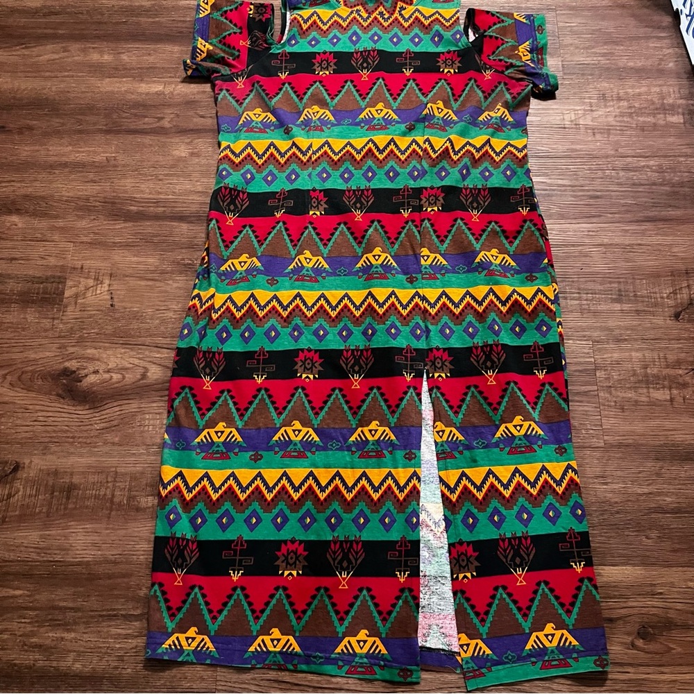 Vtg Adrian Jordan African Tribe Dress Maxi Women Sz 22
